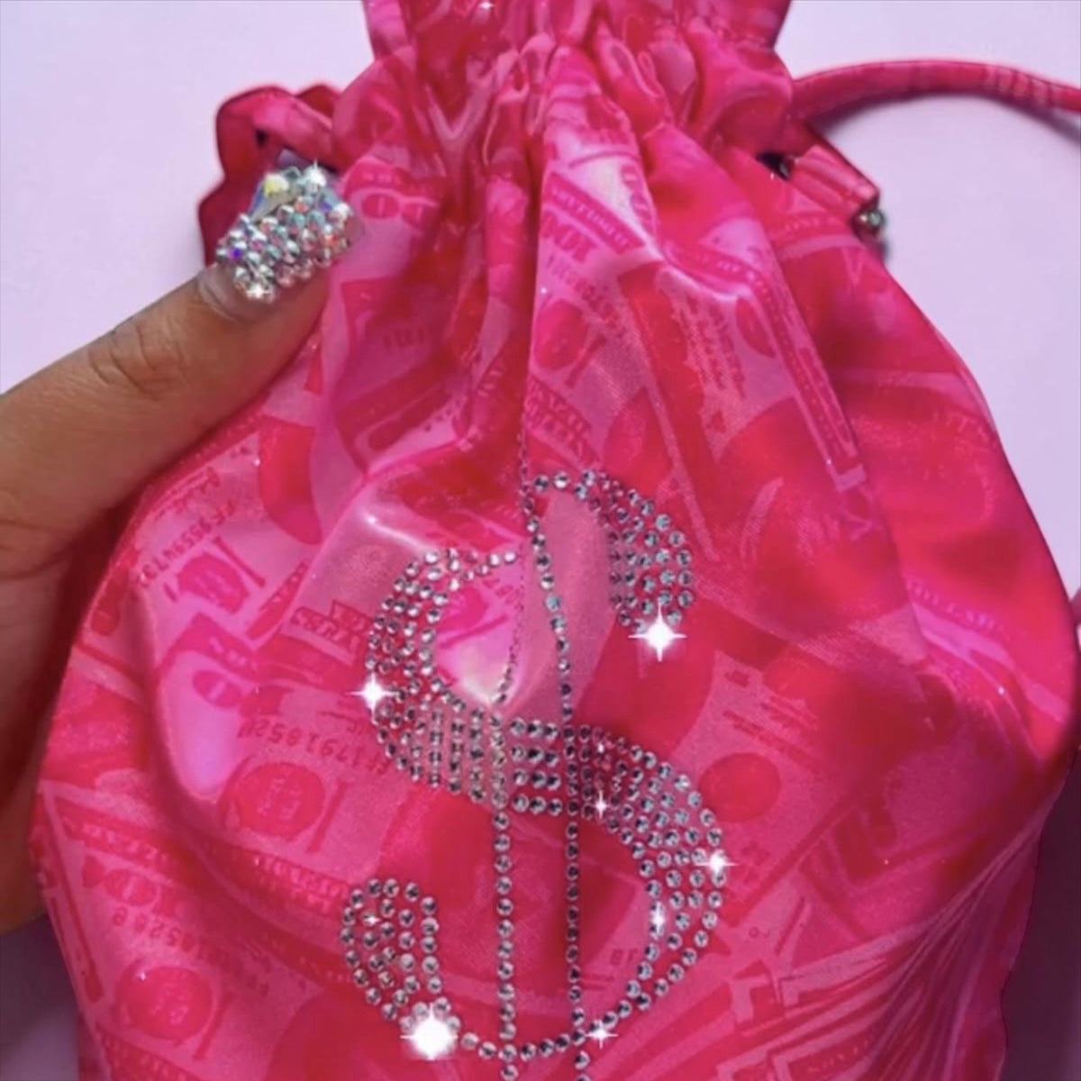 Pink Rhinestone Money Bag | Dancer & Stripper Tip Bag