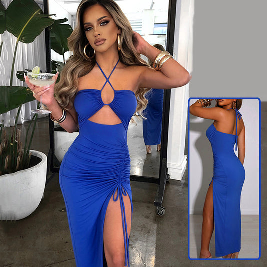 Cassidy Dress- Sexy Halterneck Lace-up Split Dress