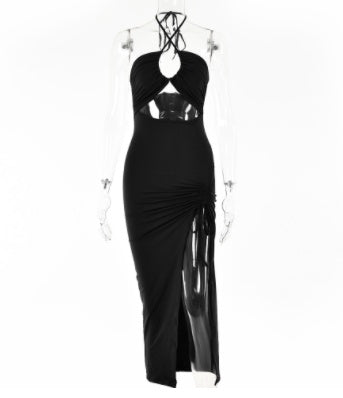 Cassidy Dress- Sexy Halterneck Lace-up Split Dress